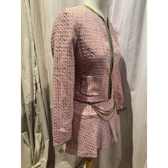 Vintage Bebe 90’s Suit W/ Original Tags , Real Suede Trimmed Tweed Size 6 - Picture 3 of 6